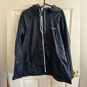 Columbia Black Hooded Jacket with White Logo Tag